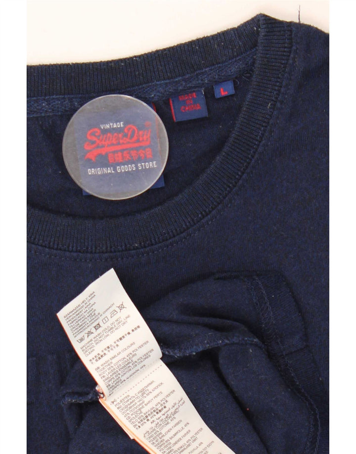 T-shirt grafica da uomo Superdry Top grande in cotone blu navy