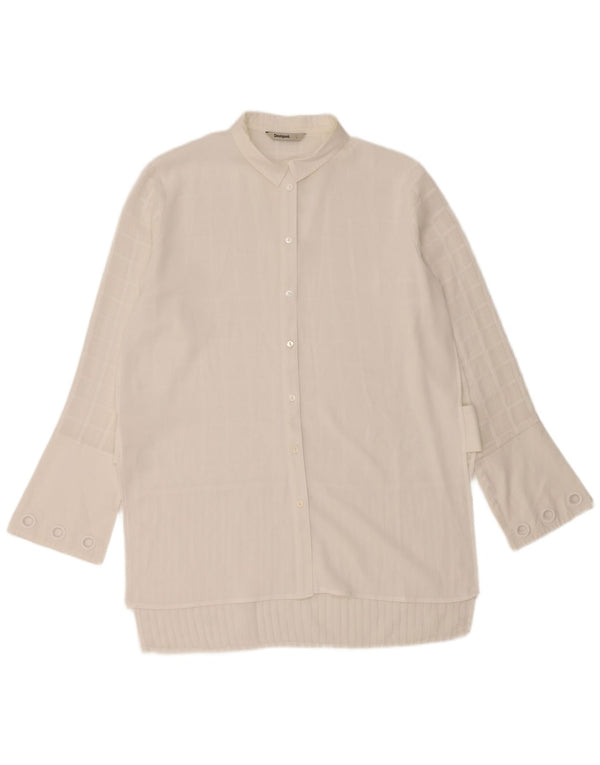 DESIGUAL Donna Camicia Lunga Camicetta UK 16 Large Bianca