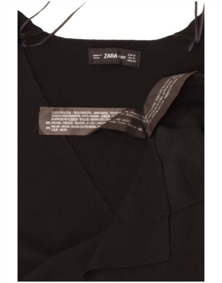 Top Zara da donna a maniche lunghe UK 10 Small in viscosa nera
