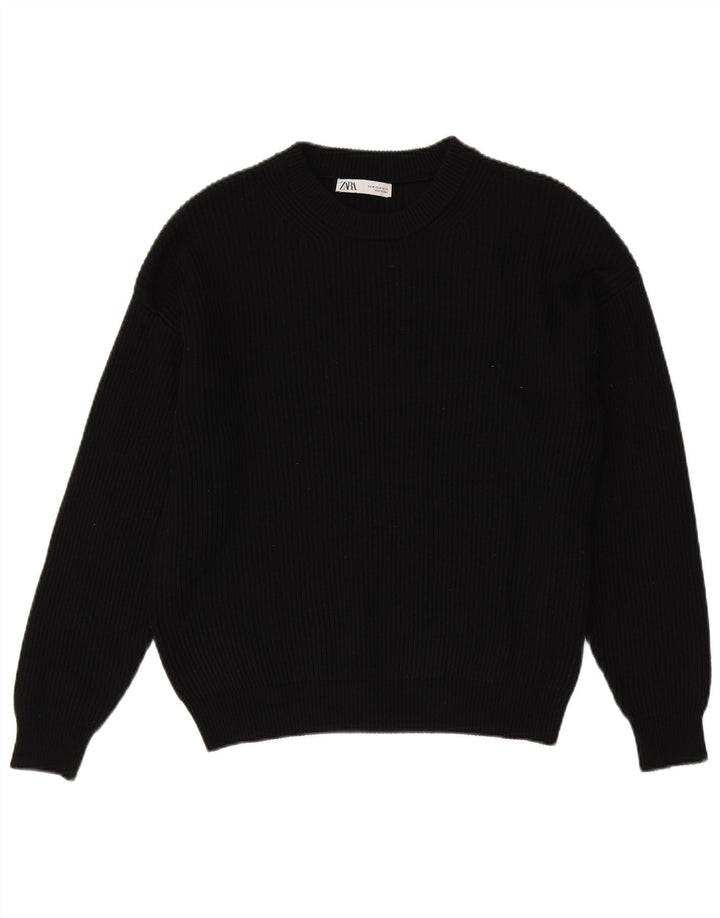 Maglione maglione girocollo da uomo Zara in poliestere nero medio