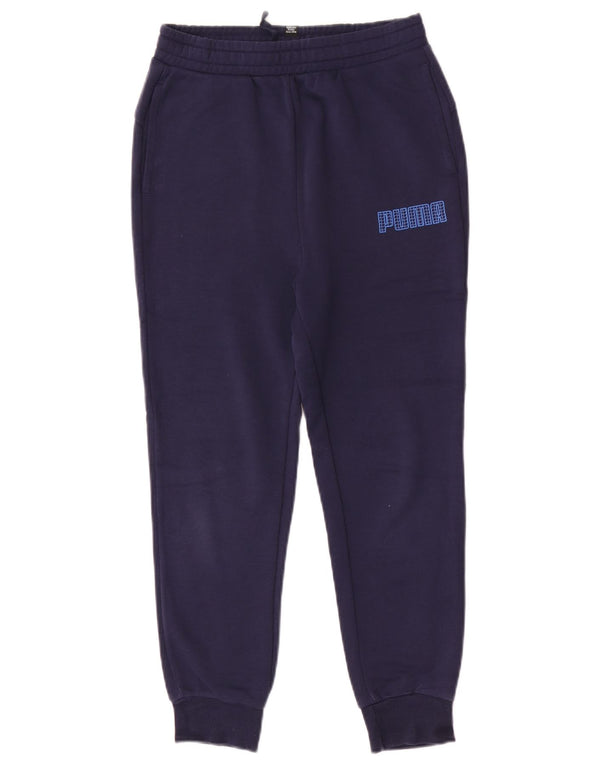 Pantaloni da tuta con grafica Puma da ragazzo, pantaloni da jogging, 11-12 anni, cotone blu navy