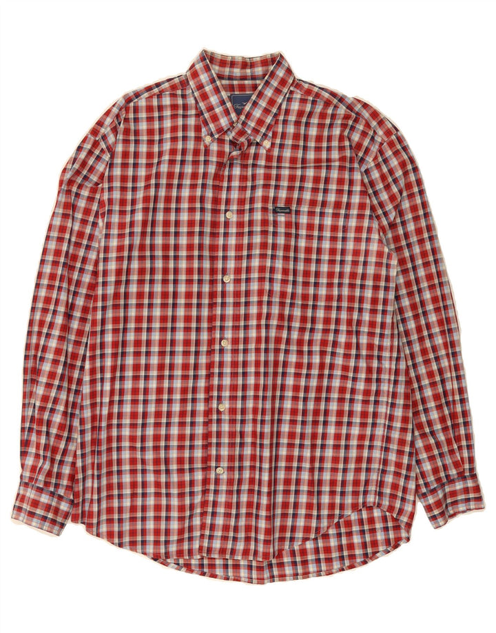 FACONNABLE Mens Shirt Large Red Check Cotton Vintage Faconnable and Second-Hand Faconnable from Messina Hembry 
