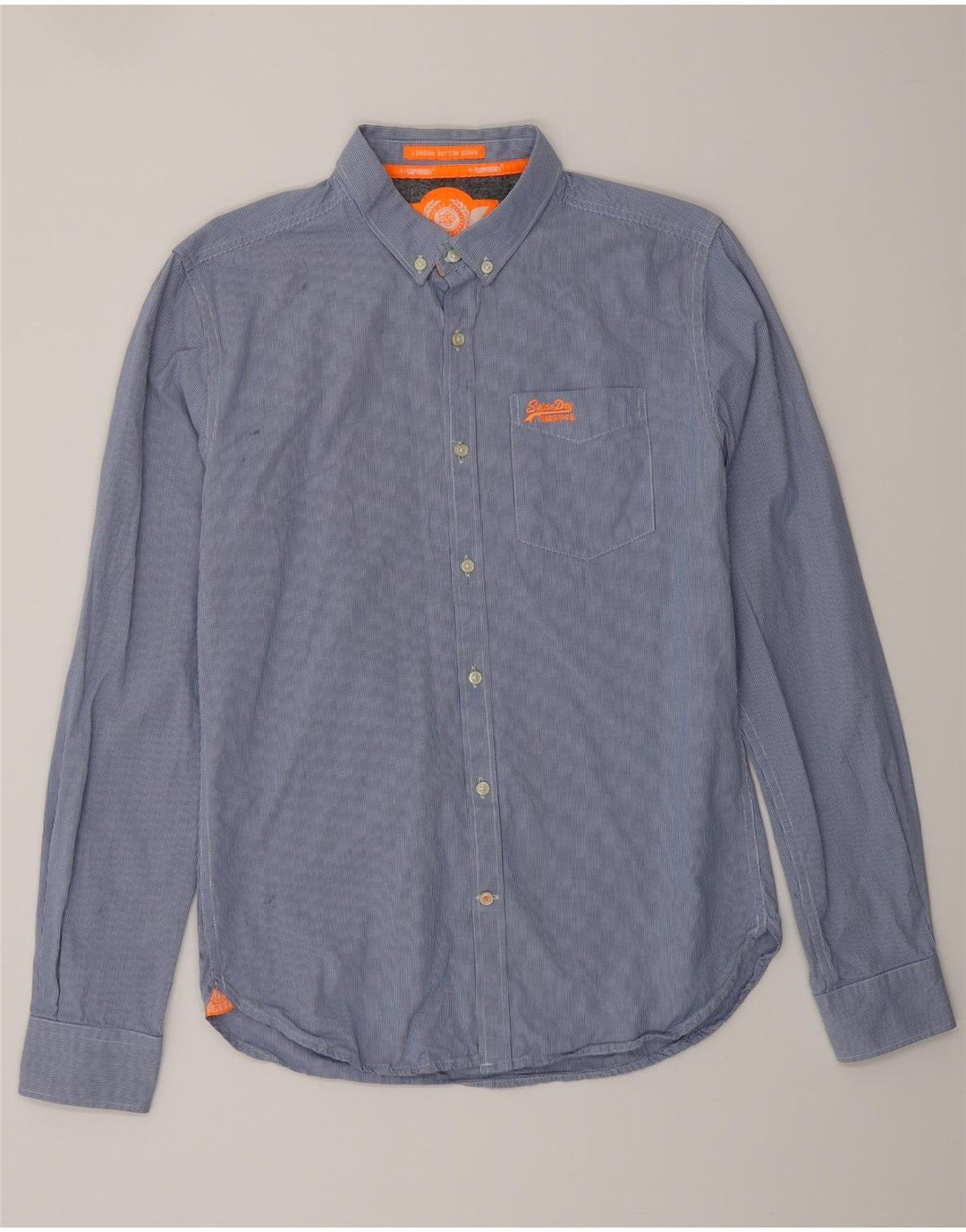 Camicia da uomo SUPERDRY in cotone gessato blu medio