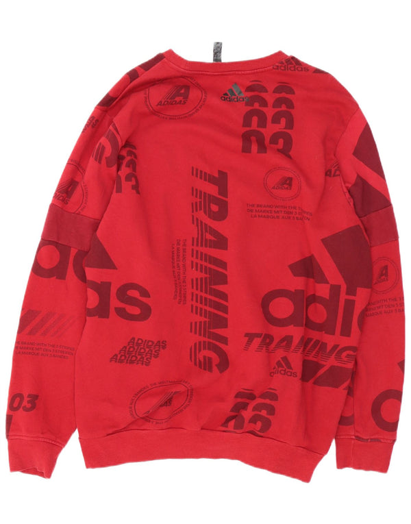 Felpa grafica da uomo Adidas Jumper XL rosso cotone