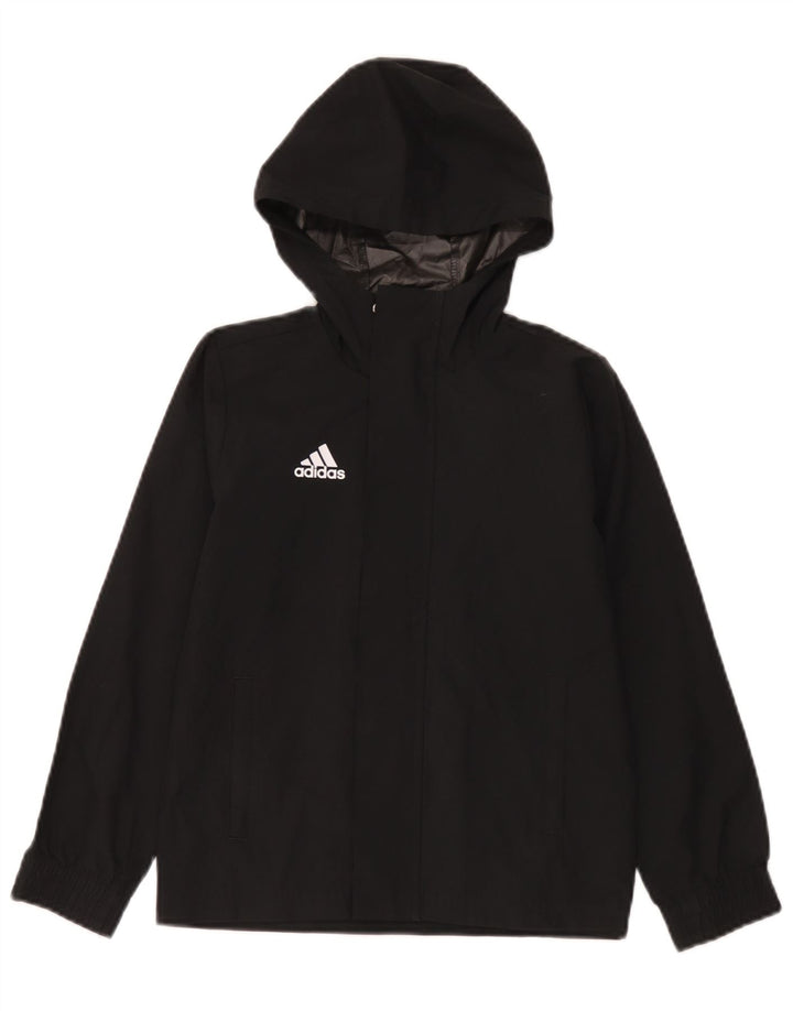 Giacca antipioggia con cappuccio Adidas da ragazzo 7-8 anni in poliestere nero
