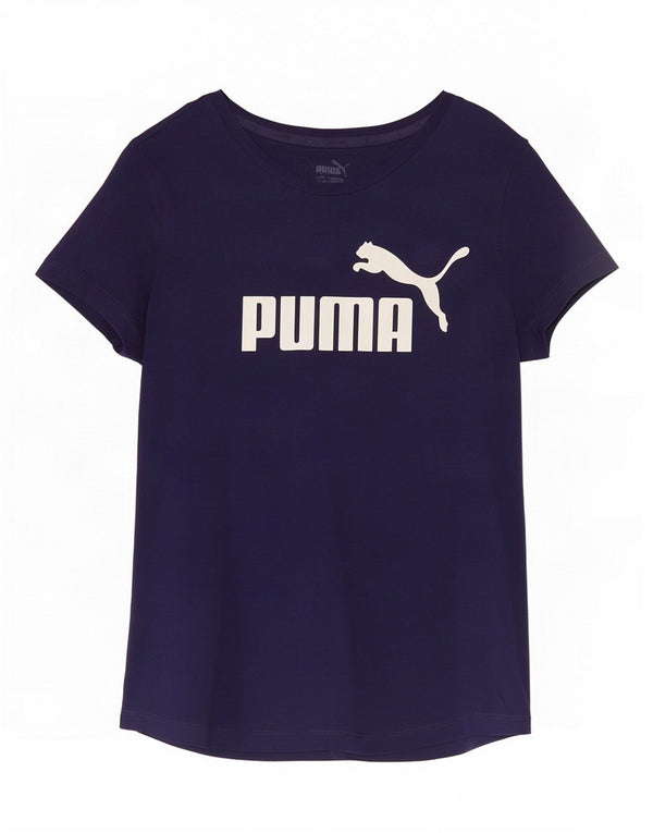 Puma T-shirt grafica da donna Top UK 12 Medium Blu Navy Cotone