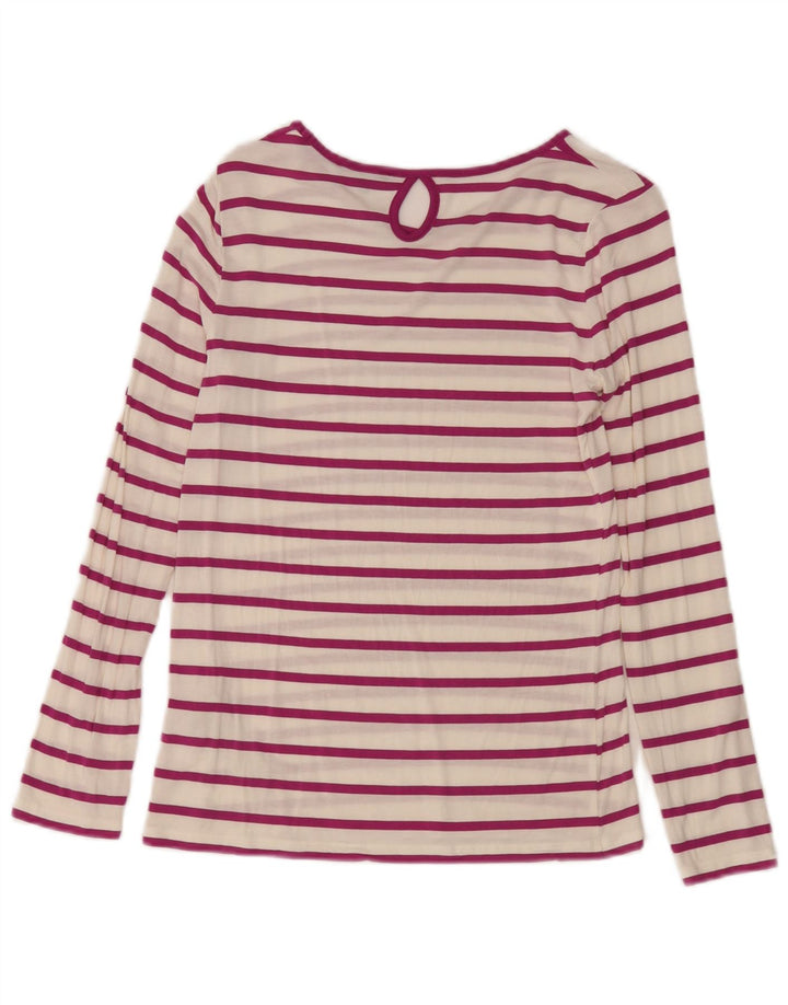 Massimo Dutti Top da donna a maniche lunghe UK 10 Small White Striped Modal