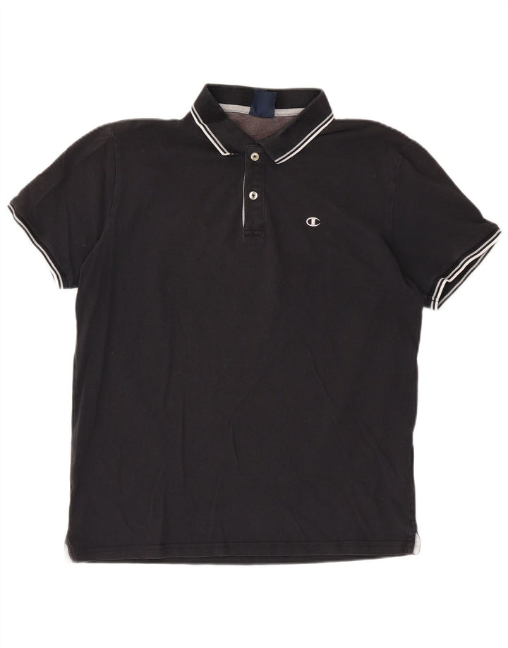Polo da uomo Champion in cotone a righe medie blu navy