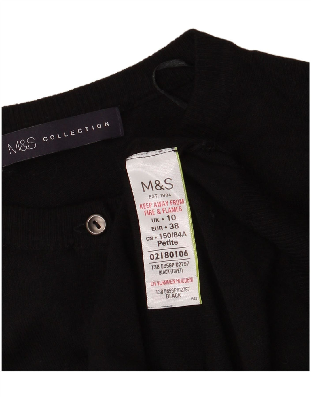 Maglione cardigan da donna Marks & Spencer UK 10 piccolo viscosa nera
