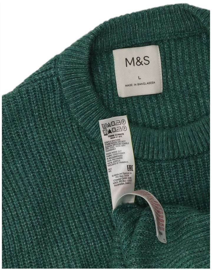 Maglione maglione girocollo da uomo Marks & Spencer grande verde in poliammide
