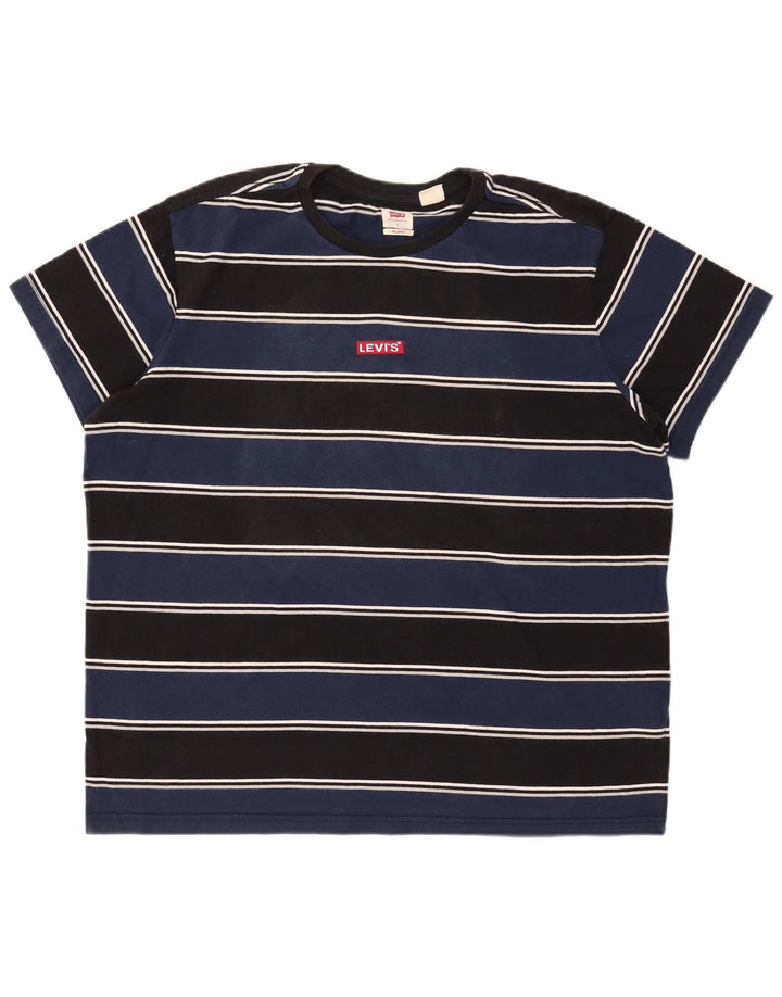 T-shirt da uomo Levi's Top grande in cotone a righe blu navy