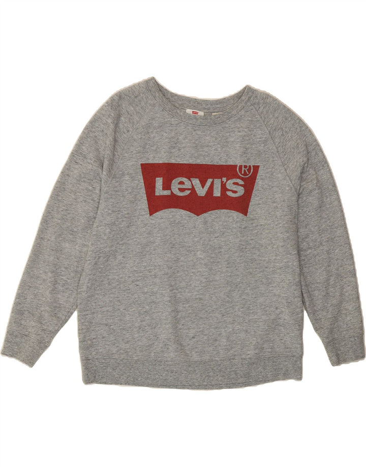 LEVI'S Womens Graphic Sweatshirt Jumper UK 18 XL Grey Cotton Vintage Levi's and Second-Hand Levi's from Messina Hembry 