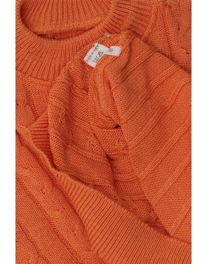 Maglione vintage da uomo con collo alto in cotone arancione medio