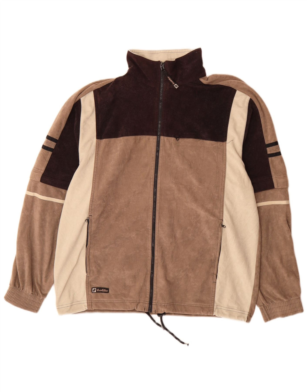 Giacca in pile da uomo Lotto UK 42/44 XL Poliestere color block marrone
