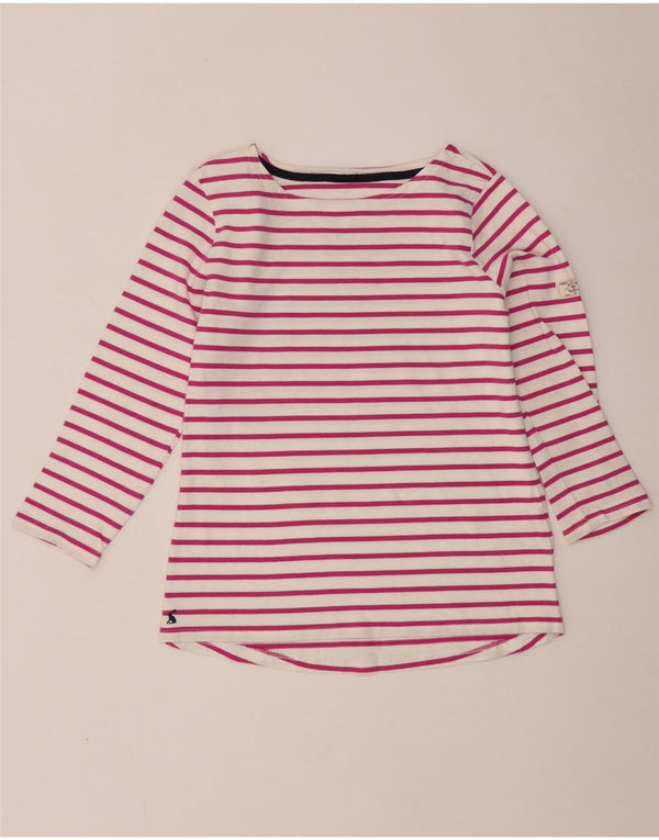 Joules Top da donna manica 3/4 UK 10 piccolo cotone a righe rosa