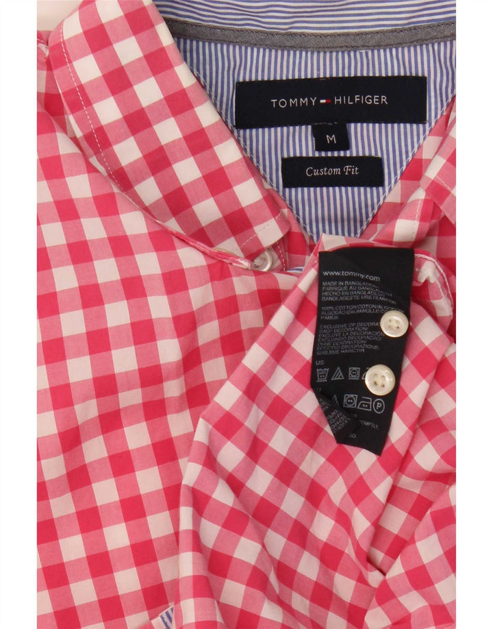 Camicia da uomo a maniche corte personalizzata Tommy Hilfiger in cotone a quadretti rosso medio