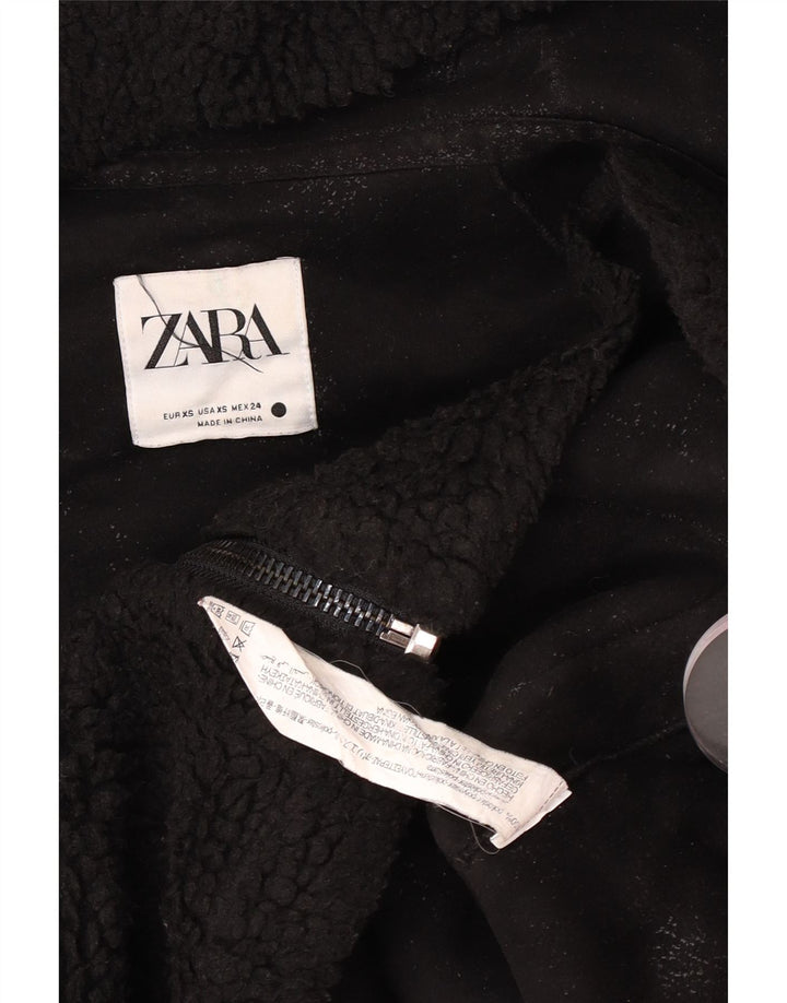 Giacca in pile oversize con cappuccio da donna Zara UK 6 XS poliestere nero