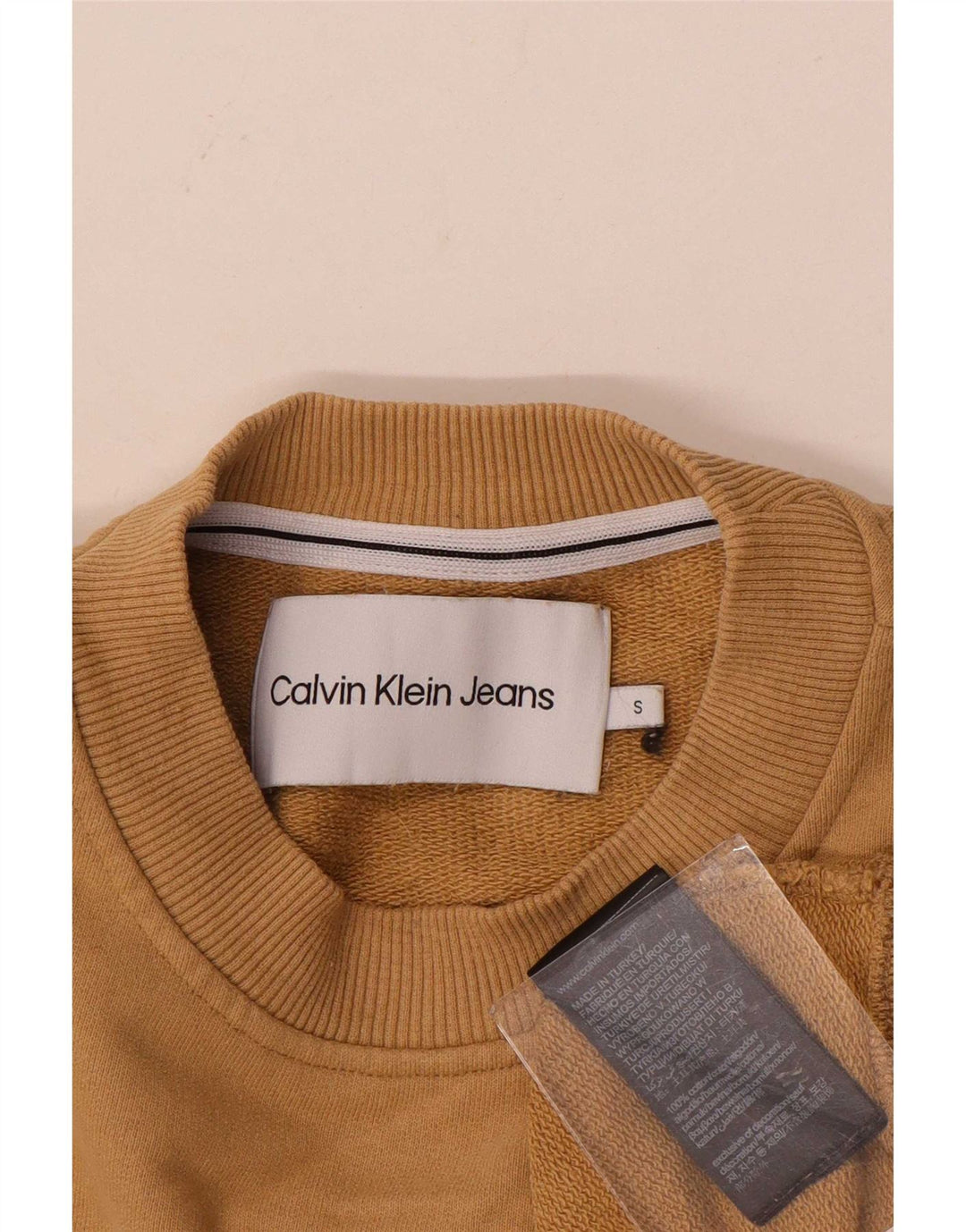 Felpa oversize da donna Calvin Klein Jeans Jumper UK 10 Small Beige