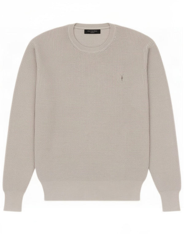 Maglione maglione girocollo da uomo All Saints in cotone grigio medio