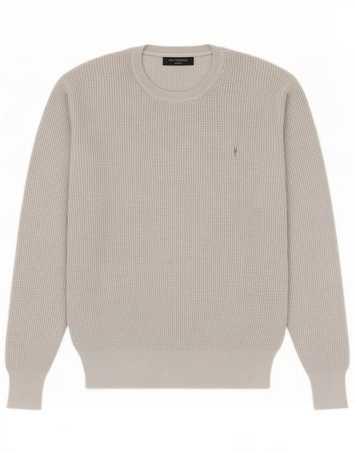 Maglione maglione girocollo da uomo All Saints in cotone grigio medio