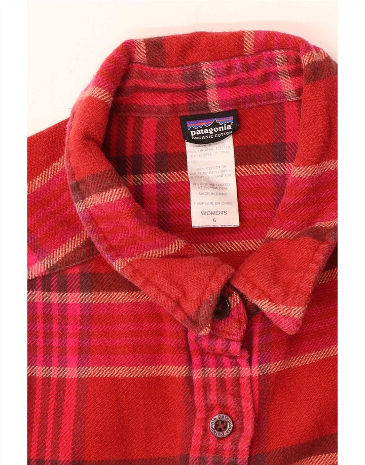 Camicia in flanella da donna Patagonia US 6 cotone a quadri rosso medio