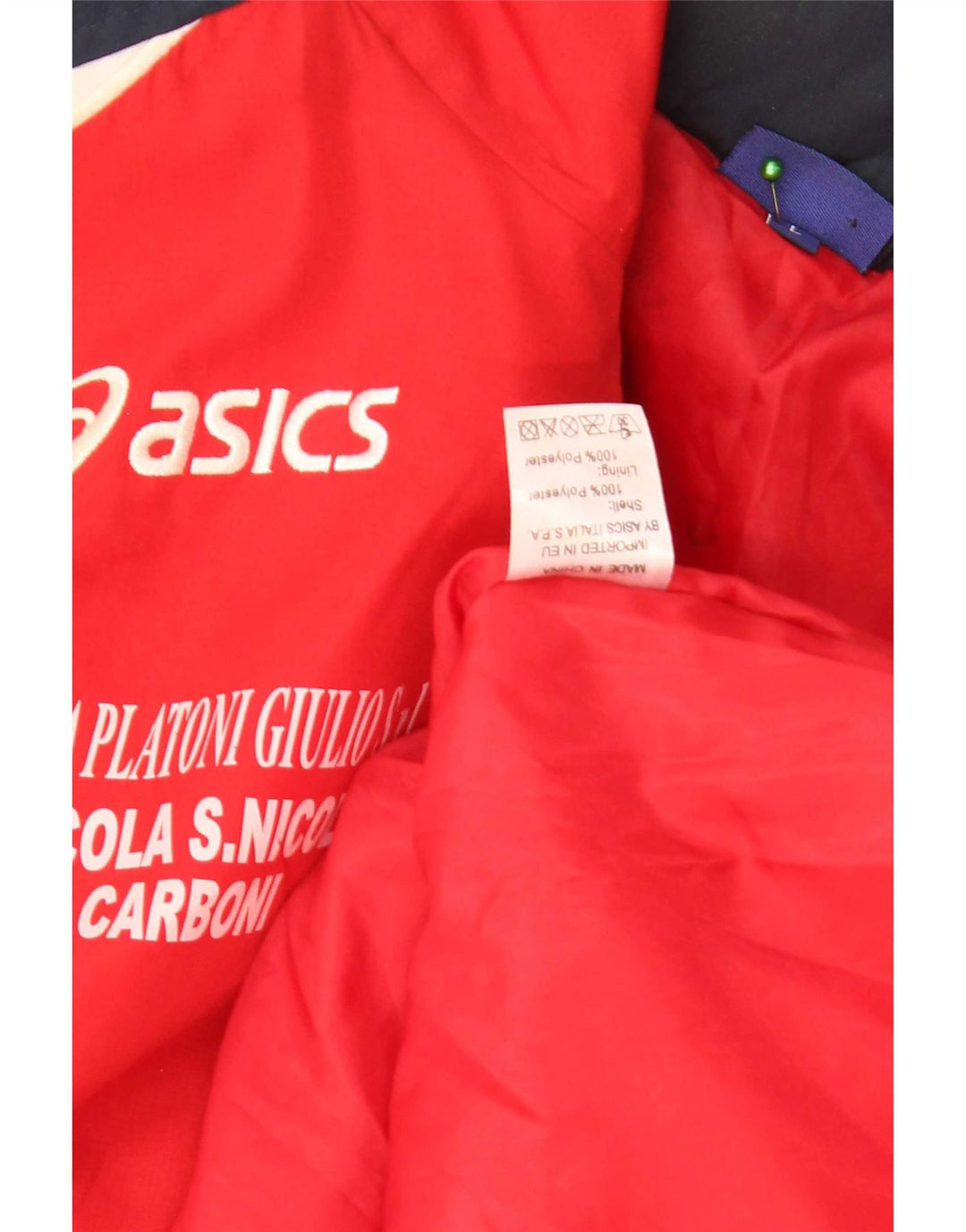 Asics Giacca a vento grafica da uomo UK 40 Large Rosso Colourblock Poliestere