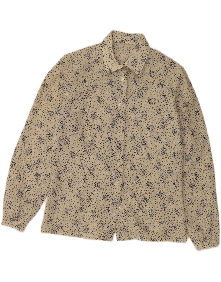 VINTAGE Womens Abstract Pattern Shirt UK 12 Medium Beige