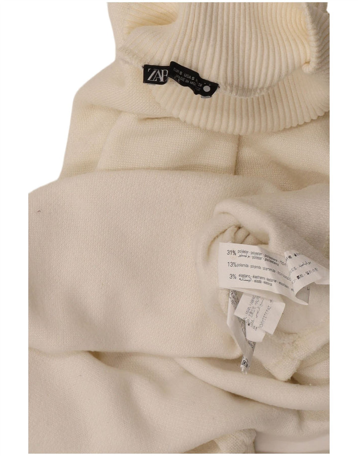 Maglione corto oversize con collo dolcevita da donna Zara UK 10 piccolo bianco sporco