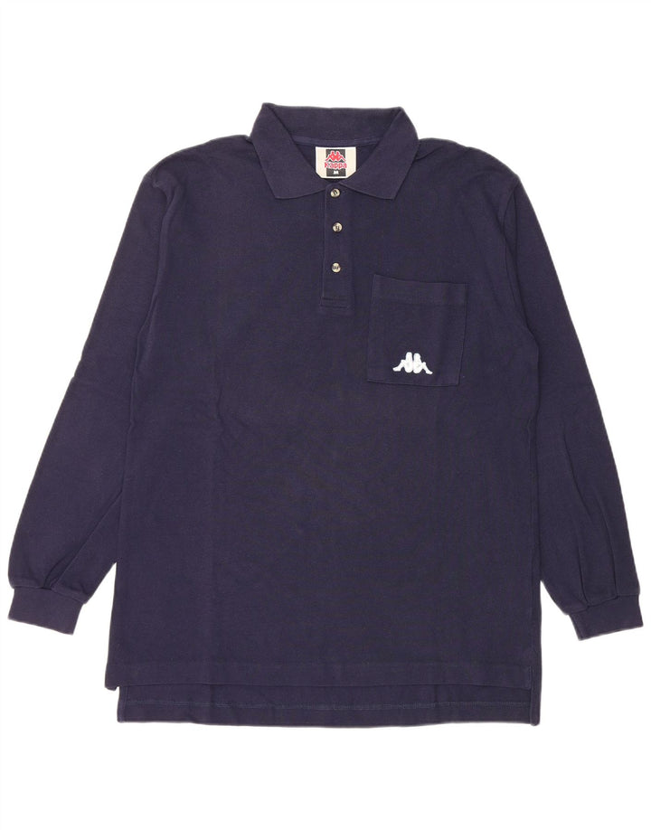 Polo Kappa da uomo a maniche lunghe in cotone blu navy medio