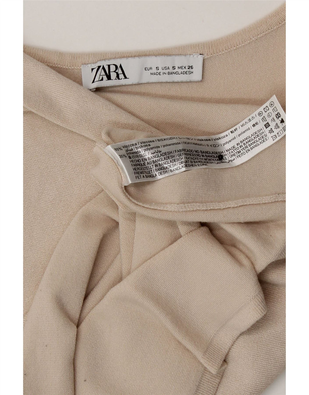 Top corto monospalla da donna Zara UK 8 piccolo in viscosa beige