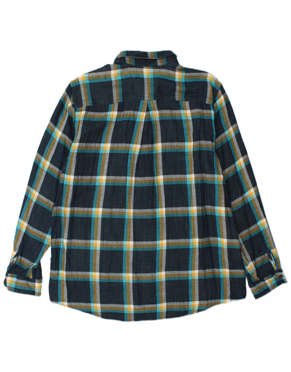 Camicia di flanella da donna EDDIE BAUER UK 16 Grande cotone a quadri blu navy