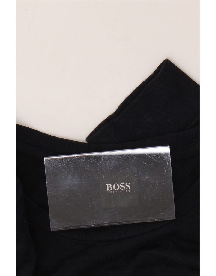 Top HUGO BOSS da uomo a maniche lunghe in cotone a righe medie blu navy
