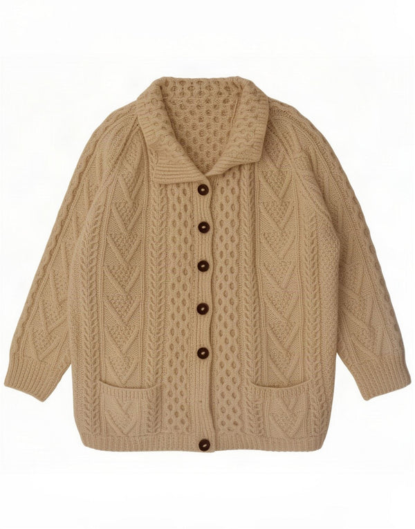 Maglione cardigan oversize da donna vintage UK 18 XL Bianco sporco