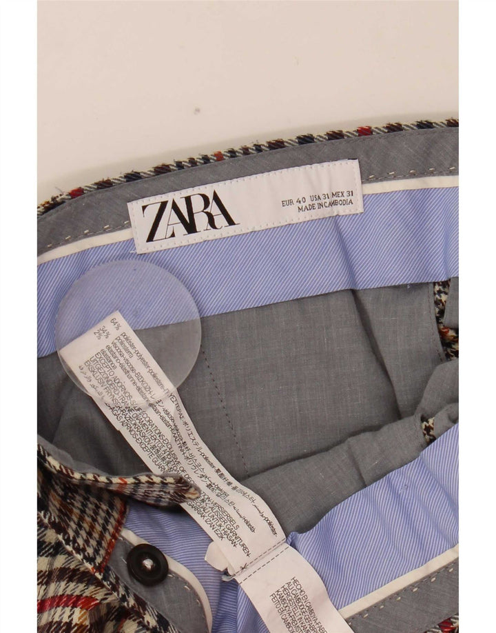 Pantaloni corti da uomo Zara EU 40 medio W31 L25 poliestere a quadri beige