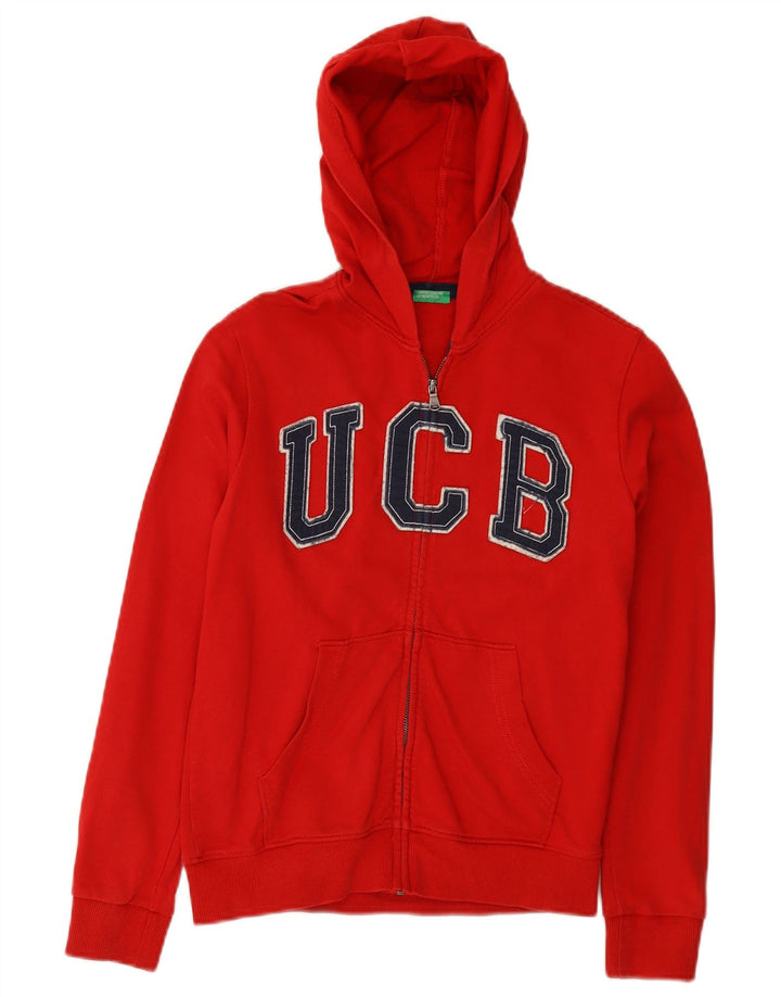 Maglione con cappuccio e zip grafica per ragazze BENETTON 10-11 anni XL in cotone rosso