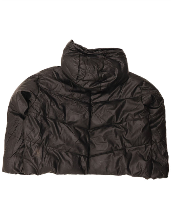 Giacca imbottita oversize con cappuccio da donna Zara UK 20 2XL poliuretano nero