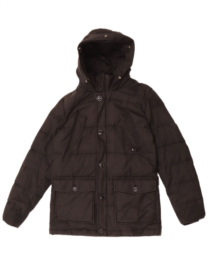 Cappotto imbottito con cappuccio per ragazzi Woolrich 11-12 anni in cotone nero