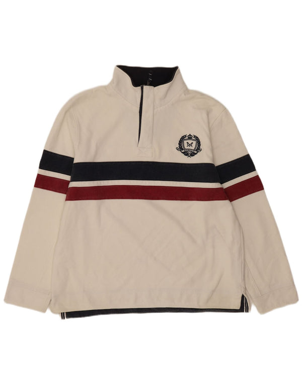 Crew Clothing Mens Graphic Zip Neck Sweatshirt Jumper 3XL White Striped