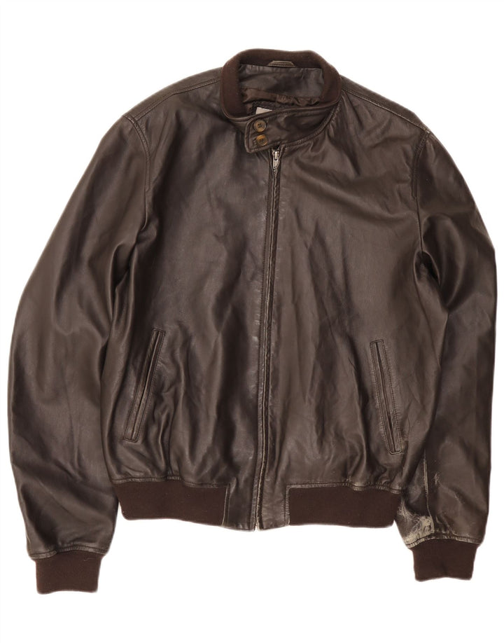 Giacca in pelle vintage da uomo UK 42 XL Marrone