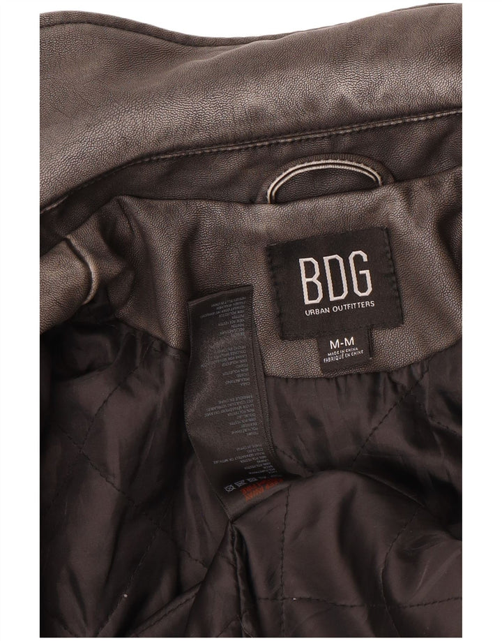 URBAN OUTFITTERS Giacca da motociclista da uomo in ecopelle UK 38 Grigio medio