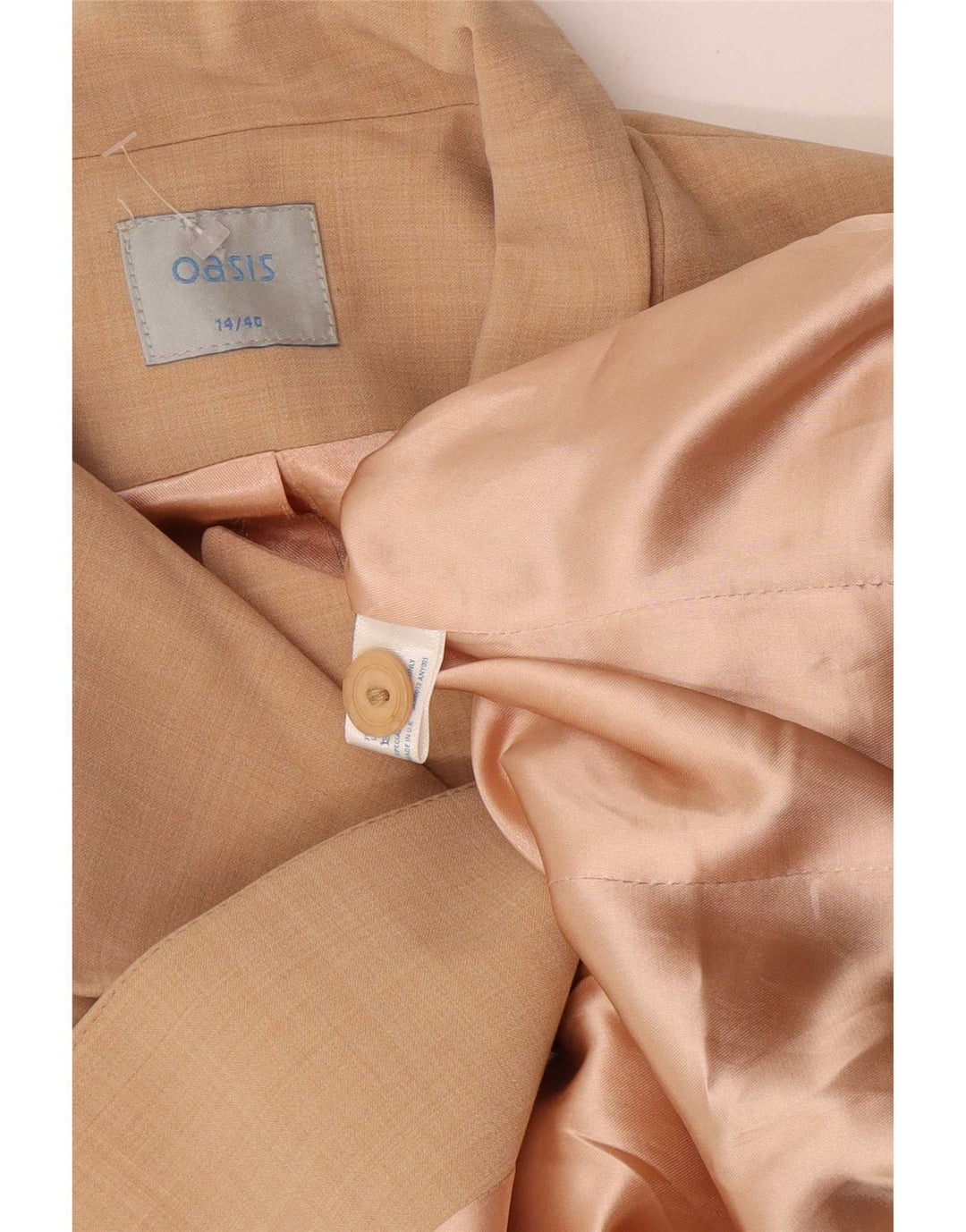 Giacca blazer a 1 bottone da donna Oasis UK 14 Poliestere beige medio