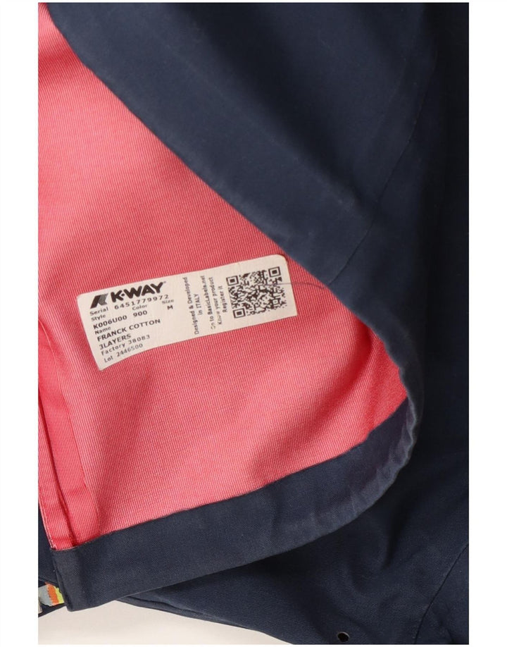Giacca antipioggia con cappuccio da uomo K-Way UK 38 medio cotone blu navy