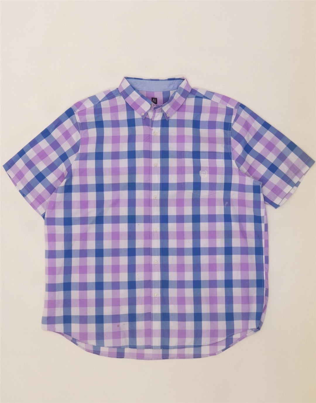 Camicia a maniche corte da uomo Easy Care Chaps 2XL in cotone a quadretti blu