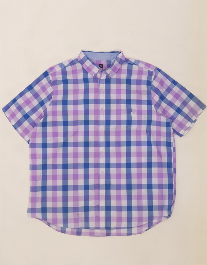 Camicia a maniche corte da uomo Easy Care Chaps 2XL in cotone a quadretti blu