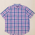 Camicia a maniche corte da uomo Easy Care Chaps 2XL in cotone a quadretti blu