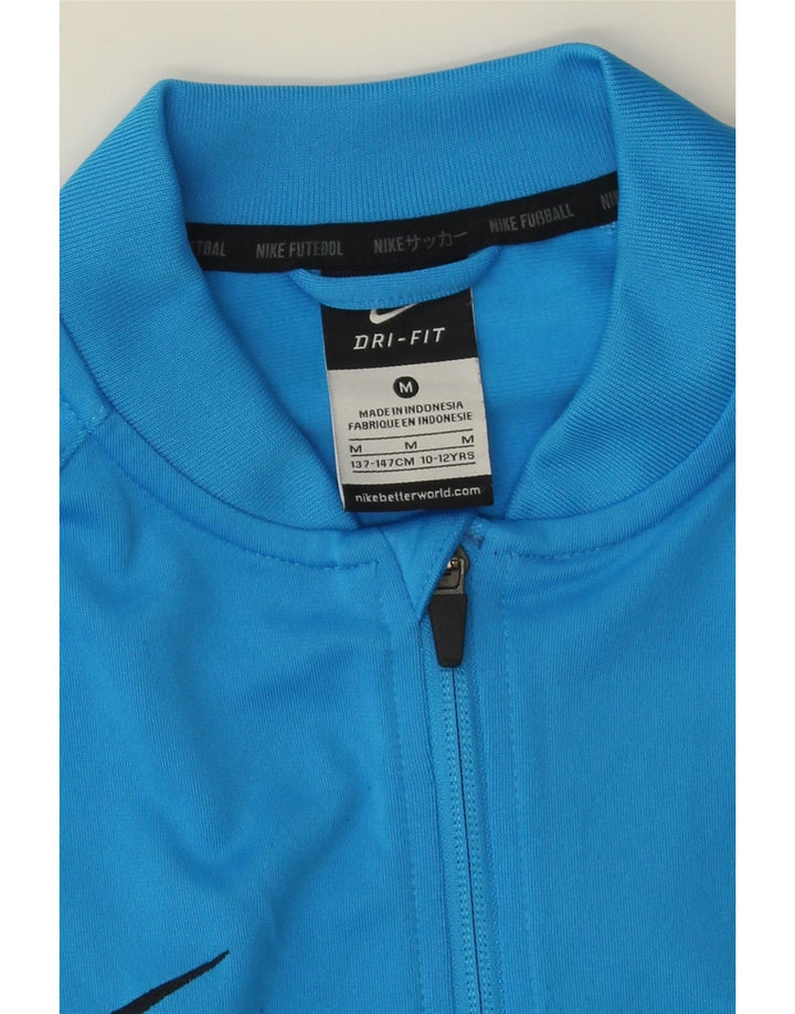 NIKE Boys Dri Fit Tracksuit Top Jacket 10-11 Years Medium Blue Colourblock Vintage Nike and Second-Hand Nike from Messina Hembry 