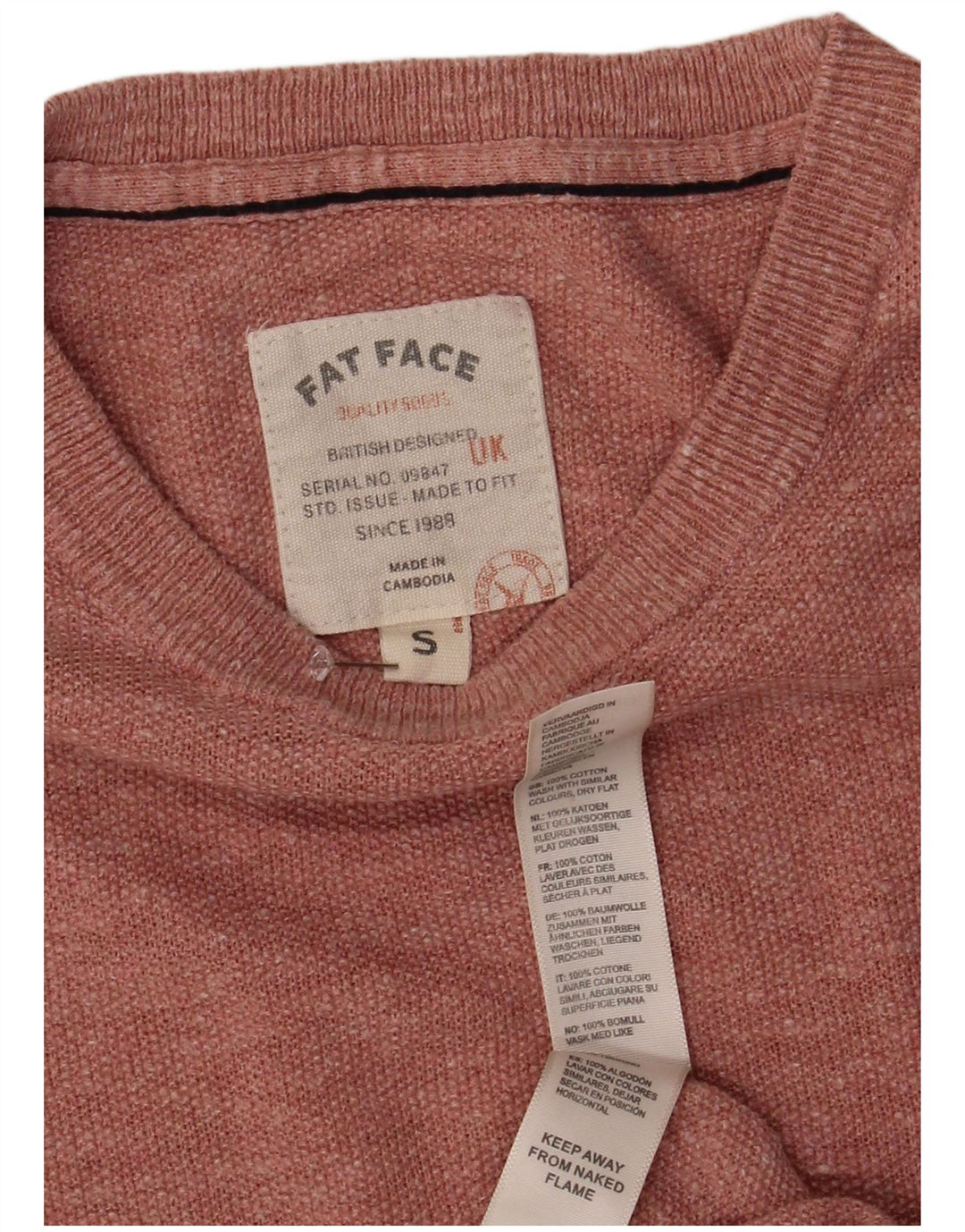 Maglione girocollo da uomo Fat Face piccolo cotone screziato rosa