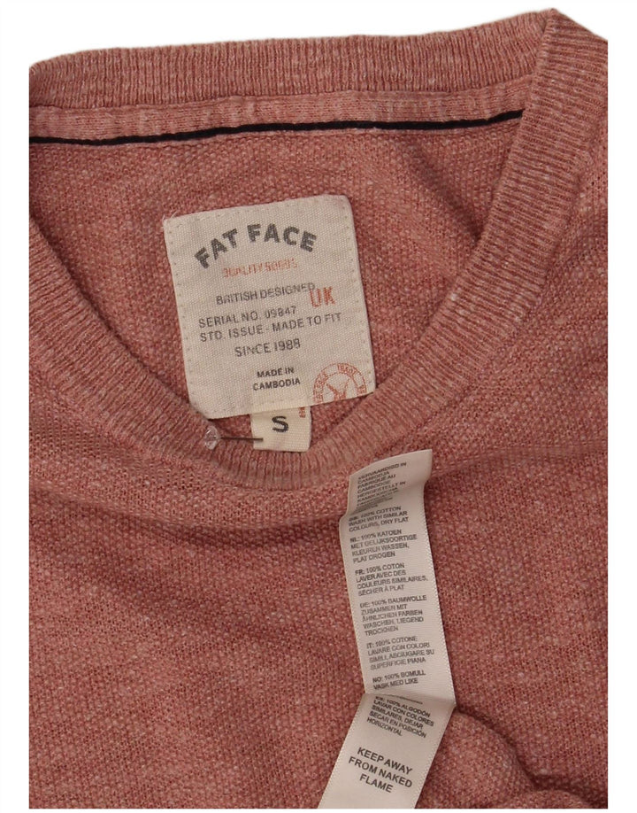 Maglione girocollo da uomo Fat Face piccolo cotone screziato rosa