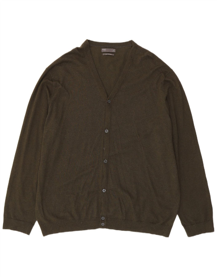 Maglione cardigan da uomo Marks & Spencer 2XL cotone kaki