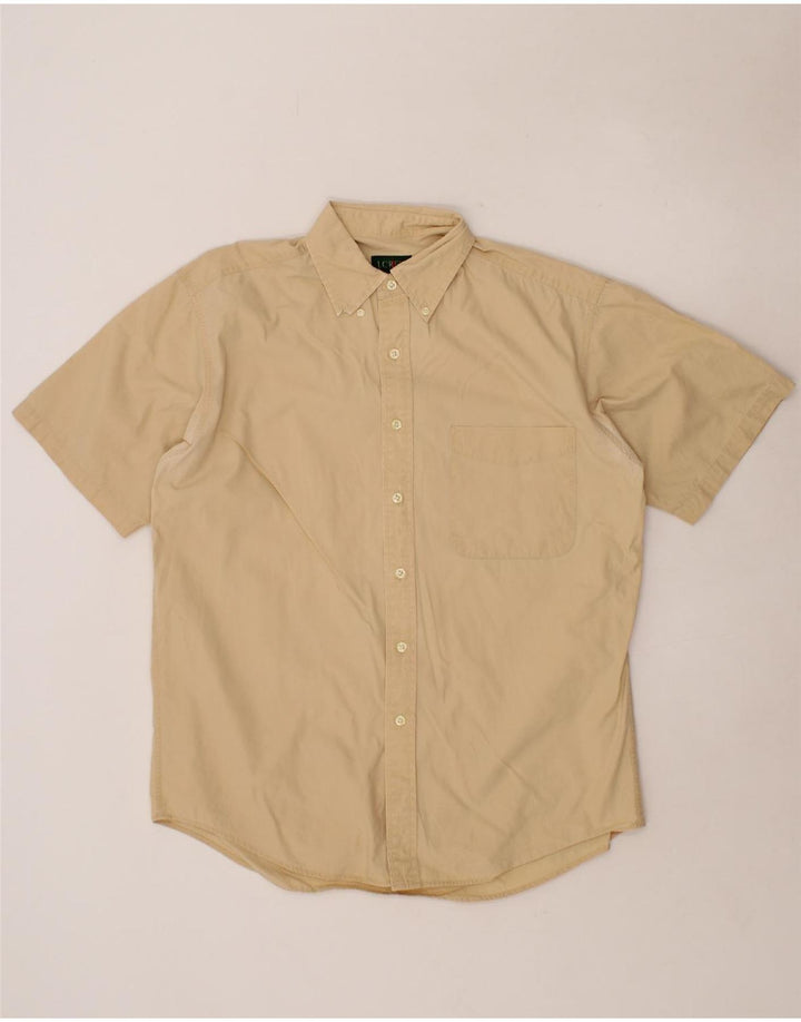 J. CREW Mens Short Sleeve Shirt Medium Beige Cotton Vintage J. Crew and Second-Hand J. Crew from Messina Hembry 
